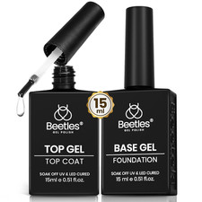 Beetles No Wipe Gel Top Coat and Base Coat Set for Gel Nail Polish - 2Pcs 15Ml S