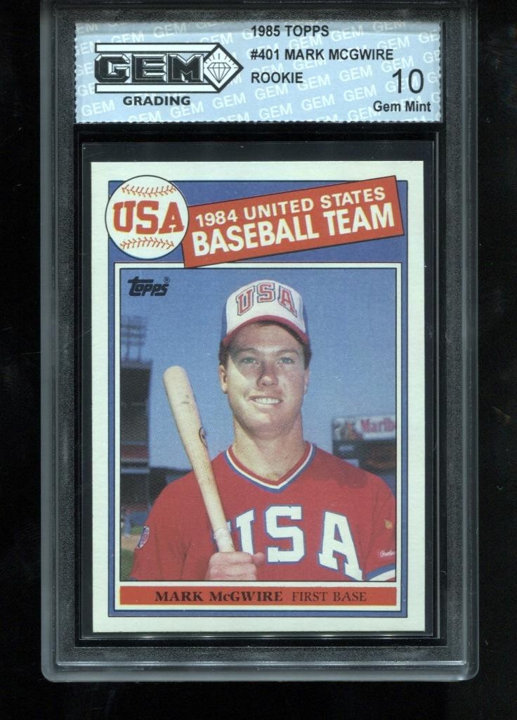 Mark McGwire Rookie 1985 Topps #401 RC MVP MLB St. Louis Cardinals GEM MINT 10