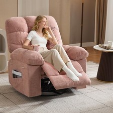 GRAVEE Massage Rocking Recliner Chair w/ Heat  Vibration 360  Swivel Oversized