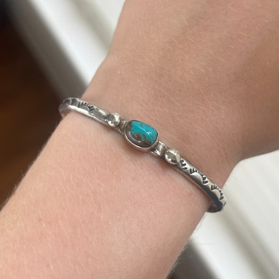 Turquoise Sterling Silver Cuff Bracelet Artisan Handmade Studio Art Jewelry 925