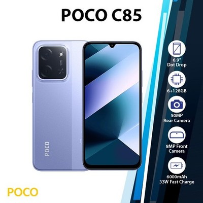 (New) Xiaomi POCO C85 Android Cell Phone (6GB+128GB/PURPLE/Dual SIM/Unlocked)