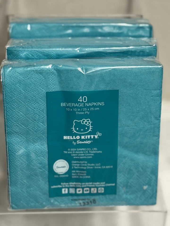 Hello Kitty 鸡尾酒餐巾万圣节吸血鬼饮料 3 层 Sanrio Teal 120 克拉 — 第 4/4 张图片