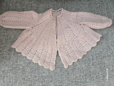 Vintage Crochet Newborn Baby Girl Sweater 