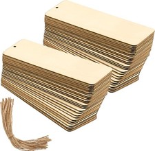 Zonon 36 Sets 6 x 2 Inch Large Size Wood Bookmarks Blank DIY Kit Light Brown 