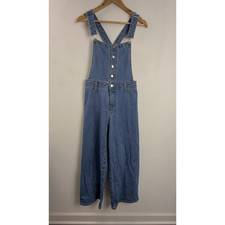 Universal Thread Women  s Denim Bibbed Wide Leg Overalls Size 6