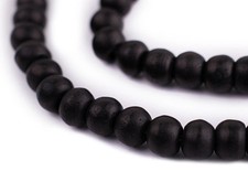 Black Bone Mala Beads 6mm Nepal Round Large Hole 22 Inch Strand