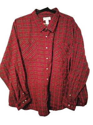 VTG Haband Casual Joe Shirt Men's 4XL Red Tartan Plaid Pearl Snap Long Sleeve - Image 1 of 4