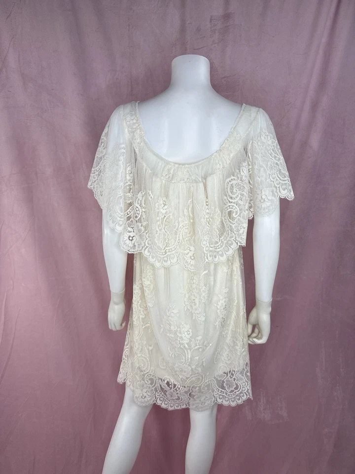 Mini Vestido Free People Jens Pirate Booty Mujer Blanco Floral Encaje XS Pequeño Foto 3 de 4