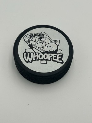 MACON WHOOPEE CHL Hockey Puck SPRINT Phone Number Back Lindsay Made in Canada