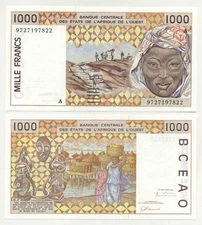 West African States, Ivory Coast, 1000 Francs 1997, UNC, P-111Ag