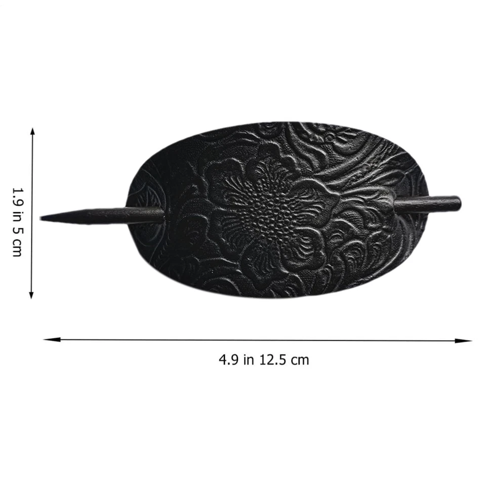Leather Hair Barrette With Stick Vintage Elegant Temperament Hair Accessories - Image 2 of 4