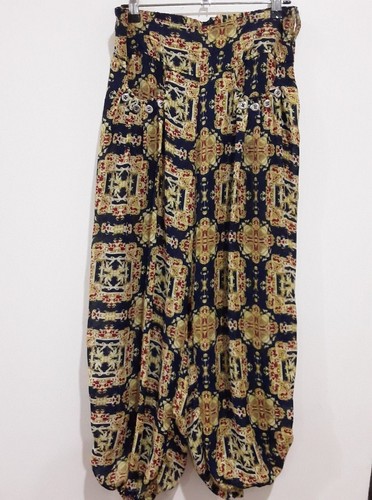 Filo Herem Pants Size 10 Groovy Hippie W28 Elastic Waist Pockets Sheer