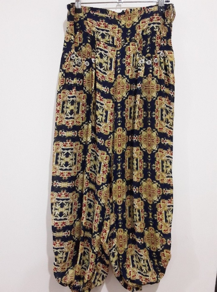 Filo  Harem Pants Size 10  Groovy  Hippie  W28   Elastic Waist Pockets Sheer