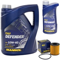 ÖL Set Mannol Defender 10W-40 API SN 6 Liter + ÖLfilter SH4035P FüR CitroëN