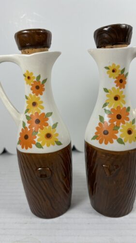 MCM Öl und Essig Cruet Set Floral Orange Gelb Braun Japan - Bild 2 von 9