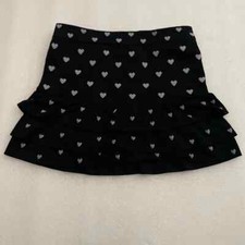 Girls Black Ruffle Heart Design Mini Skirt Size small 4-6x