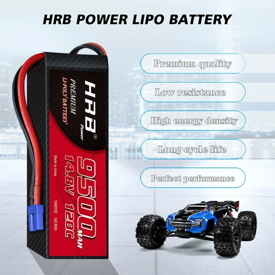 2x HRB 14.8V 4S 9500mAh LiPO Battery EC5 for RC Car X-Maxx V2 UDR Car Truck - Image 4 of 4