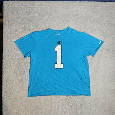 Carolina Panthers NFL Blue Vintage Cam Newton Nike Shirt Athletic Fit Mens 2XL