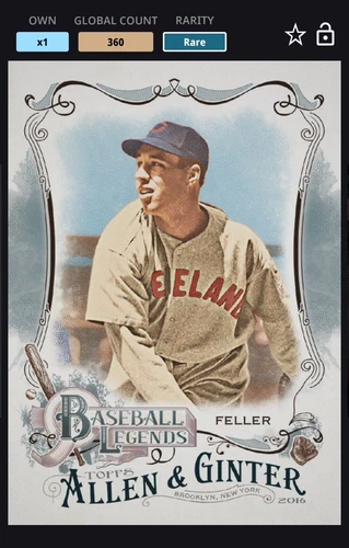 [DIGITAL CARD] Topps Bunt 2017 BOB FELLER ALLEN & GINTER,INDIANS,NAVY VET, 360cc