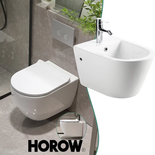 Wand Bidet Set oder Spülrandloses Hänge WC Toilette abnehmbar Soft Close Sitz - Bild 26 von 35