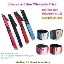 405 Pack - Adjustable Medical ID Sport Bracelets for Kids  Adults  Clearance