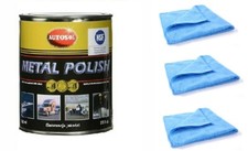 Autosol Metal Polish Paste 750ml Tin Solvol Chrome Aluminium Cleaner + 3 Cloths