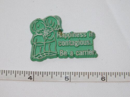 Happiness is Contagious Be 1 3/4" x 1 3/8" fridge magnet refrigerator Pre-owned - Afbeelding 1 van 3