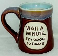 burton Burton Jumbo Stoneware Brown Tan Blue 16 oz MUG "...I'm About to Lose It"