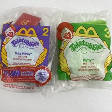 Lot Of 2 Vintage 2000 McDonald  s Teletubbies 2 Tinky Winky 3 Dipsy Toys NIP