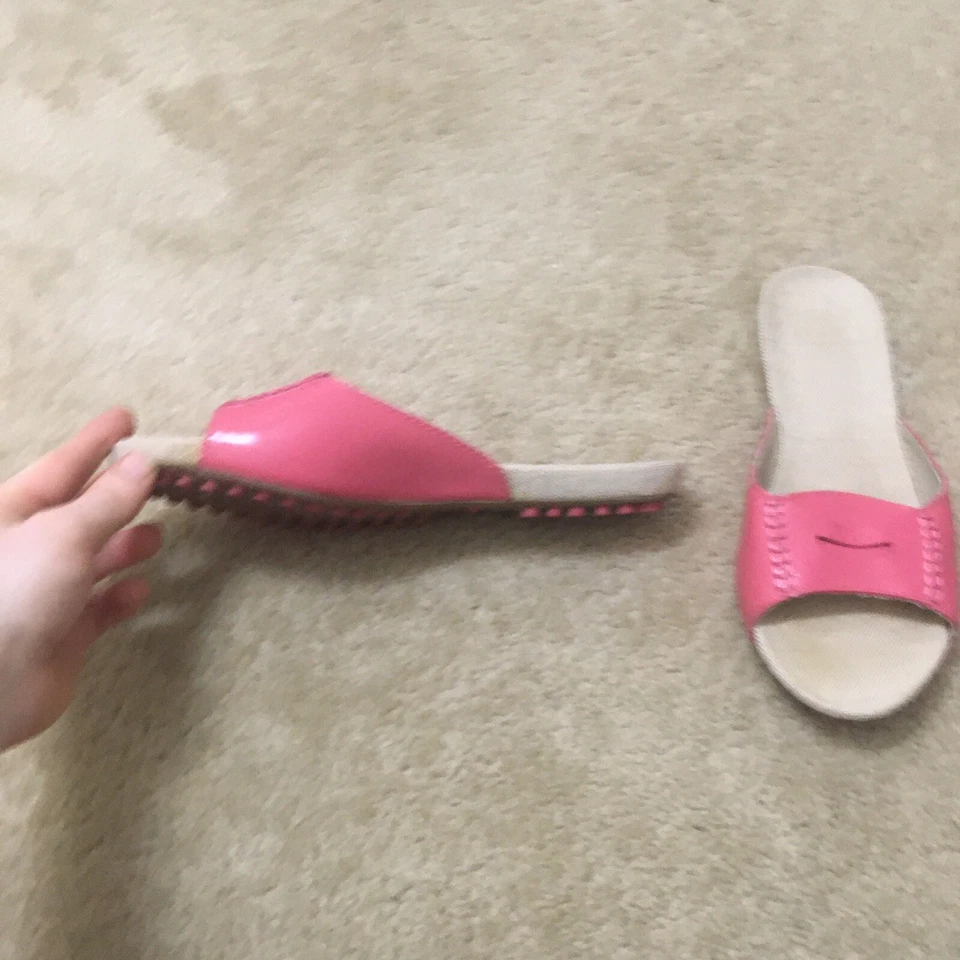 Lands End charol sin cordones mulas punta abierta arpillera Barbiecore suela de goma 8M Foto 3 de 4