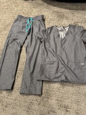 Figs Scrub Set Women  s. Pants XXS Top Small Gray Technical Collection D 