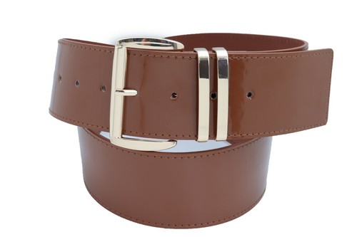 Women Hip Chocolate Brown Party Fashion Belt Clubwear Gold Buckle Size M L XL - 第 6/12 張圖片