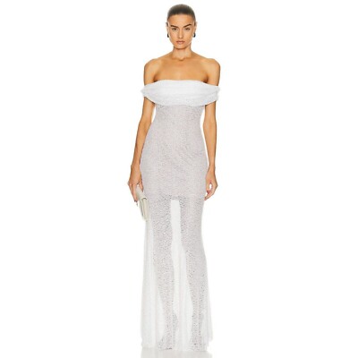 SELF-PORTRAIT Beaded Maxi Dress in White 4 New Womens Wedding Formal Gown