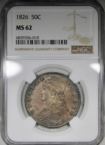 1826 Capped Bust Half Dollar NGC MS62 Nicely Toned Uncirculated Coin