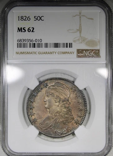1826 Capped Bust Half Dollar NGC MS62 Nicely Toned Uncirculated Coin