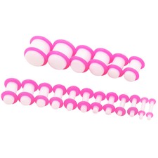 18PCS White Acrylic Ear Gauge Kit Pink O-Ring Plugs Ear Stretching Set 14G-00G