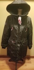 Nwt Womens Canada Weather Gear Hooded Cinched Waist Fishtail Coat Black L