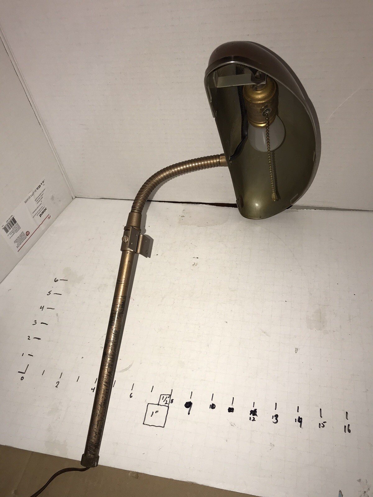 1 Vintage Headboard Reading Light Lamp Gooseneck Flexible General mfg