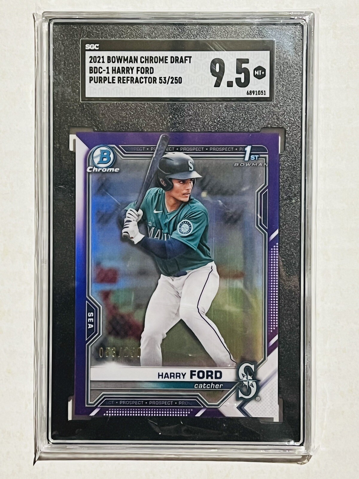 HARRY FORD 2021 Bowman Chrome Purple Refractor 1st RC 053/250 Nationals SGC 9.5
