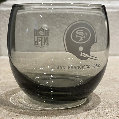 Vintage NFL San Francisco 49ers SF Smoked Low Ball Drinking Glass 1970s |  eBay