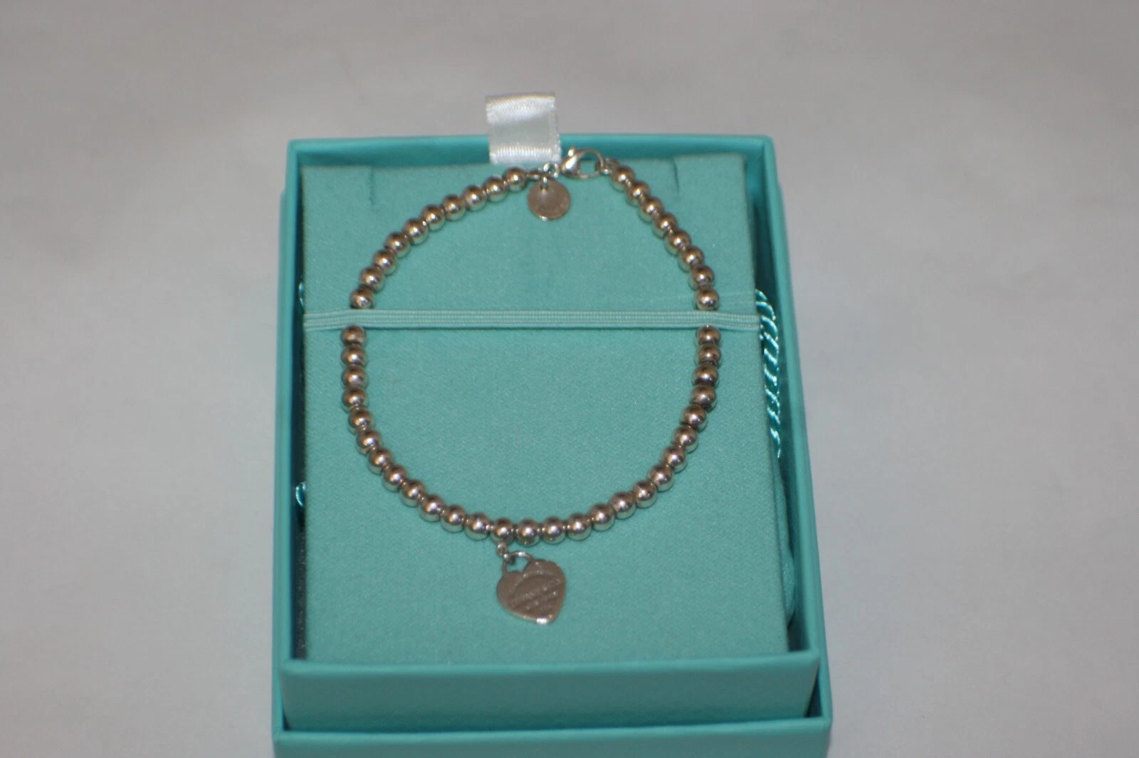 Tiffany & Co. Return to Tiffany Sterling Silver Heart Tag Ball Bead 7" Bracelet