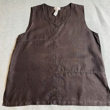 Mosaic USA Size Large Black Linen Tank Shirt USA Made