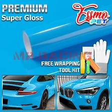 ESSMO PET Super Gloss Sky Blue Car Vehicle Vinyl Wrap Decal Sheet Like Paint
