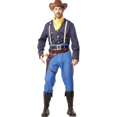 Cowboy Kostüm Nordstaatler Captain John Wayne für Herren Gr. M-XL blau Western