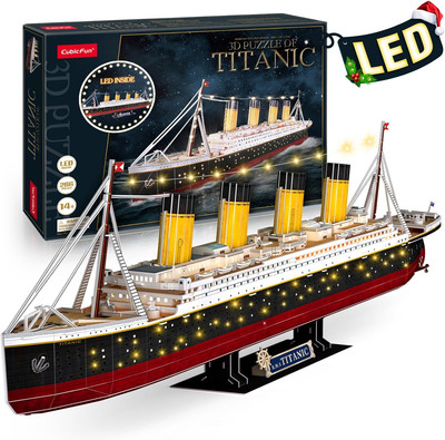 3D Puzzles for Adults - LED Titanic 35'' Large Ship - New Home Desk Decor - Hous