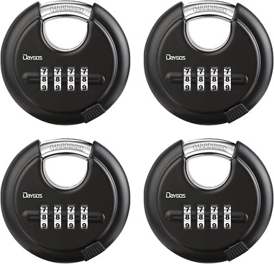 Disc Padlocks for Outdoor Heavy Duty 4 Digit Code Lock Combo Discus