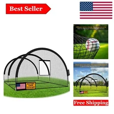 Portable Baseball & Softball Batting Cage with Pitching Machine Hole, Detacha...