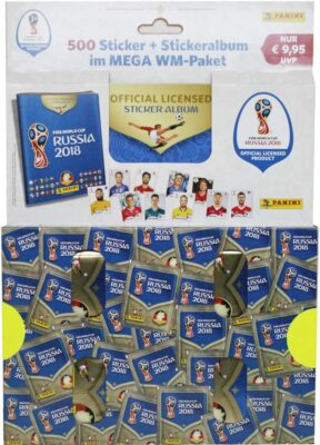 Panini WM World Cup 2018 Russia Mega Pack Paket 100 Tüten = 500 Sticker + Album