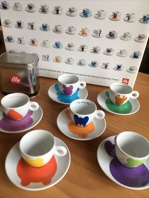6 Porzellan Espressotassen Rosenthal, illy Collection 2001, Jeff Koons, num.sig.