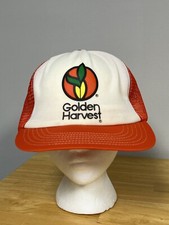 VTG Golden Harvest Seed Corn Mesh Snapback Trucker Hat Swingster Farm Cap See